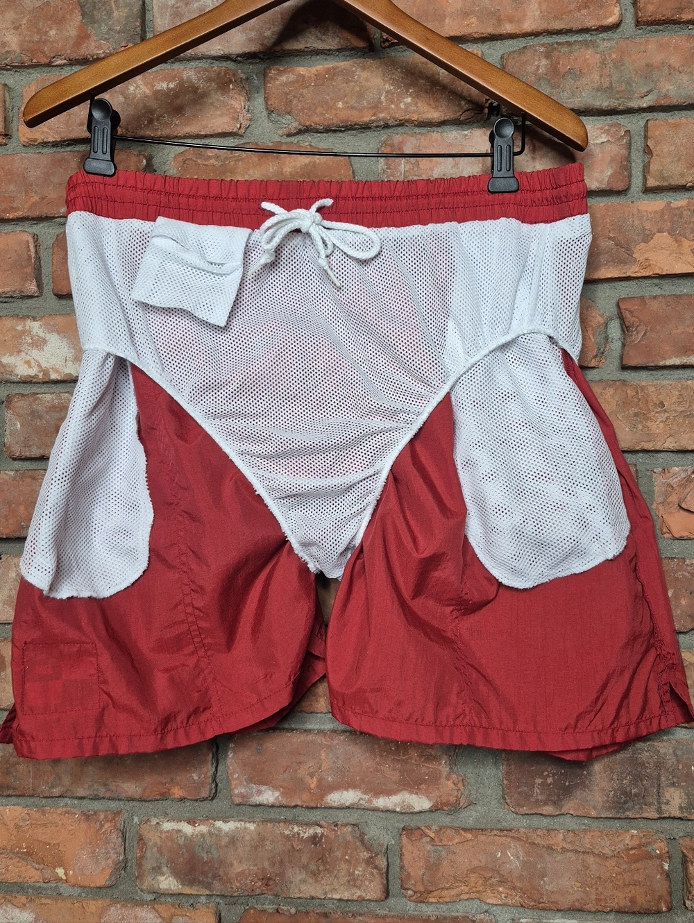Vintage 90s Chaps Ralph Lauren Swim Trunks Red Nylon Logo XL Short Inseam - Picture 13 of 14